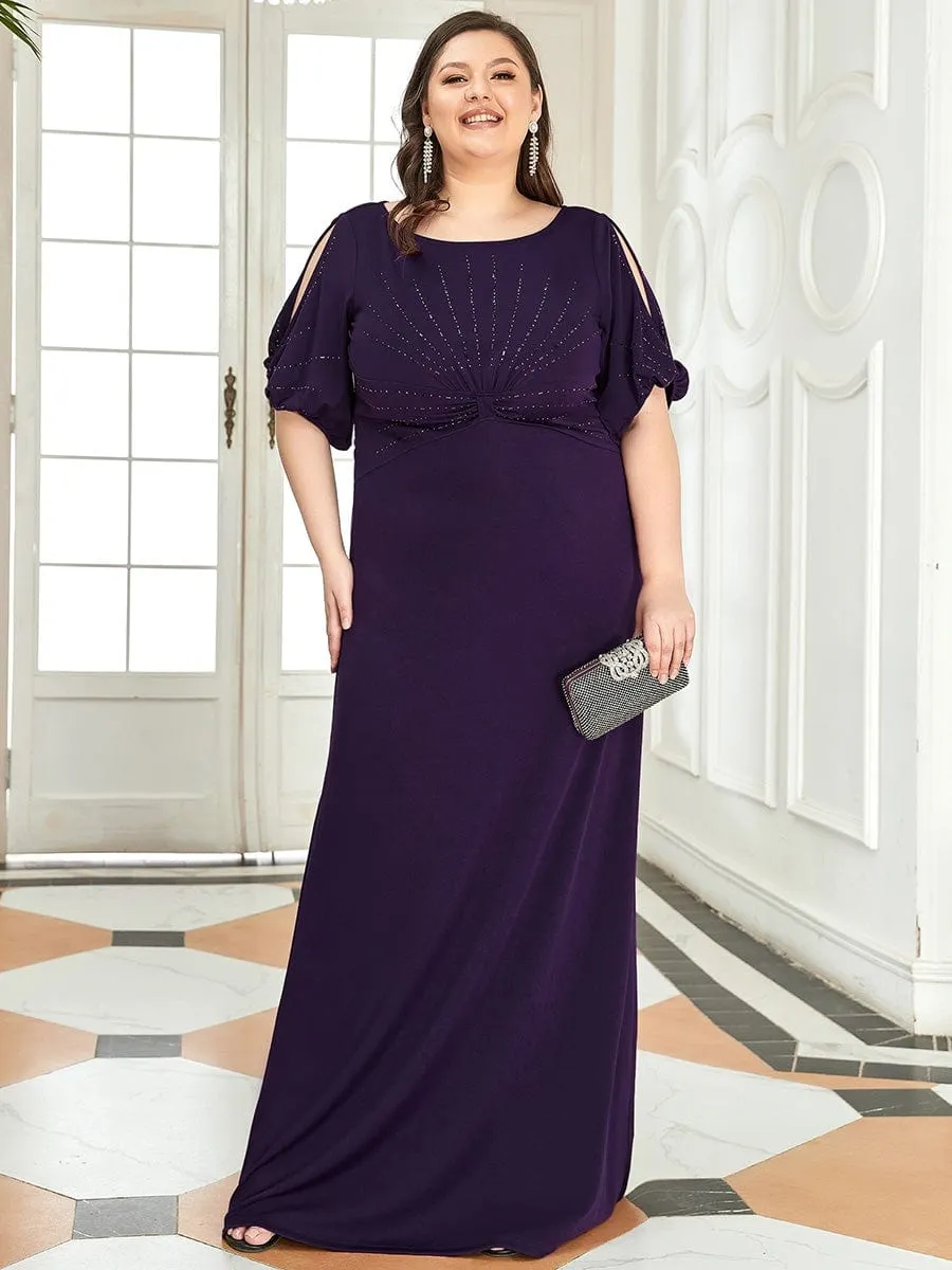 Trendy Round Neck Long Mermaid Evening Dress with Sleeves