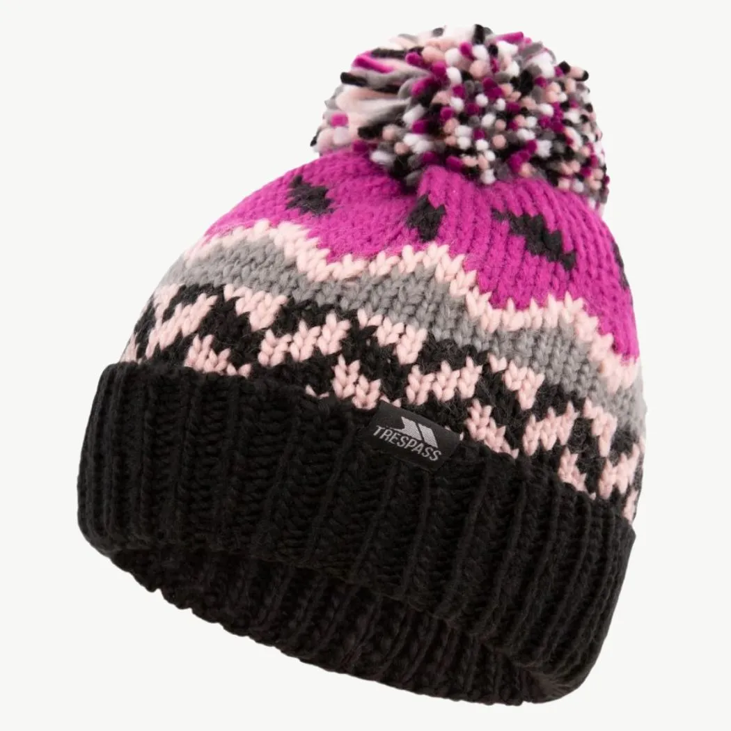 trespass Twiglet Chunky Knit Fleece Kids Hat