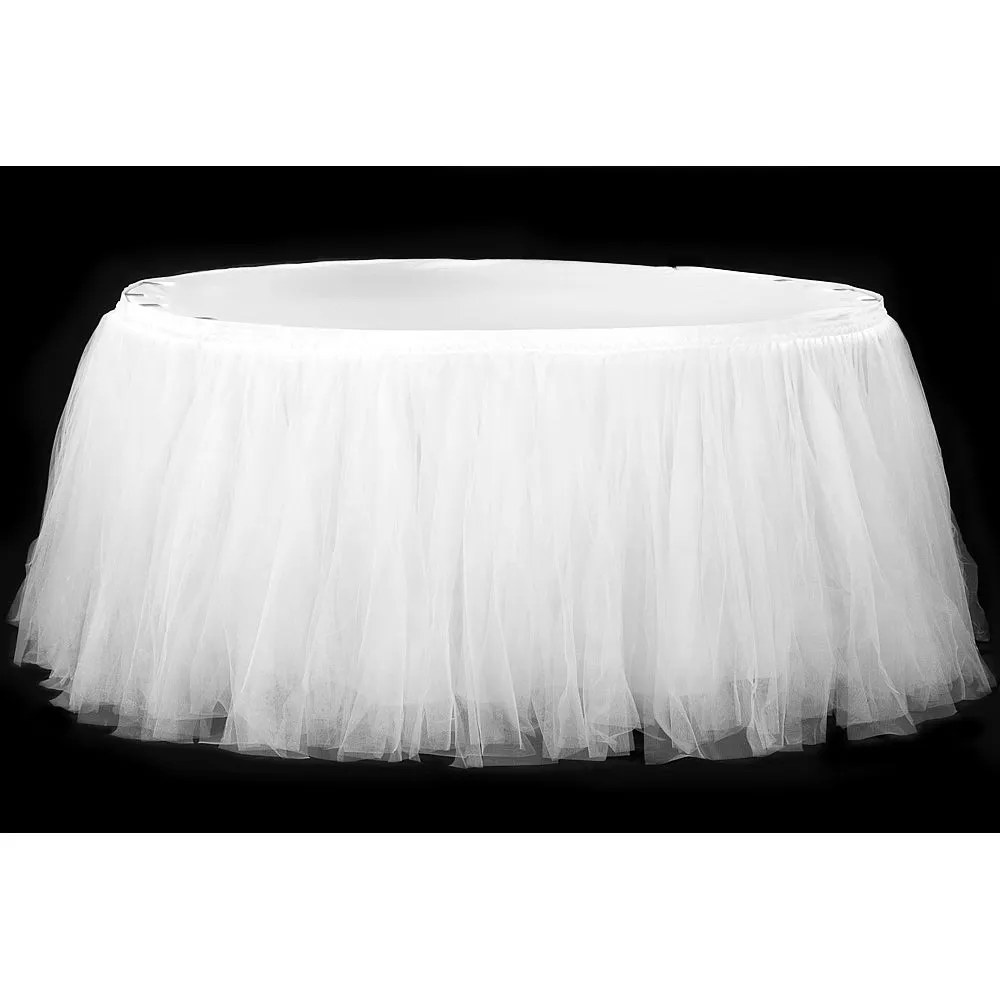 Tulle Tutu 17ft Table Skirt - White