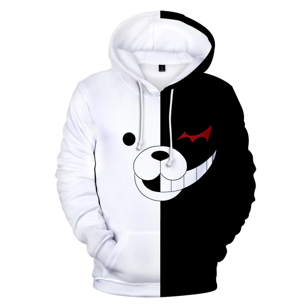 Unisex Danganronpa Hoodies Trigger Happy Havoc Monokuma Pullover 3D Print Jacket Sweatshirt