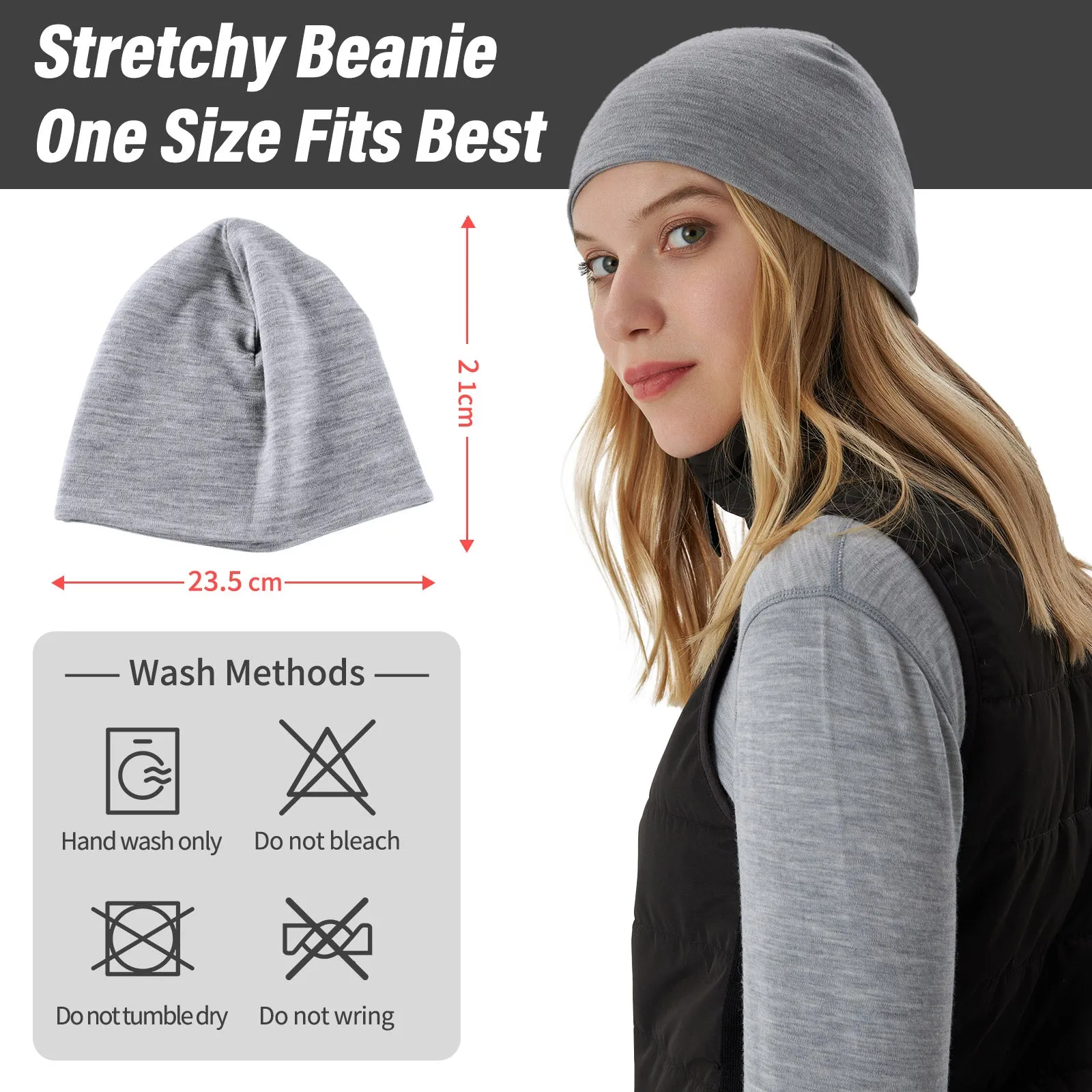 Unisex Merino 240g Beanie Heather Grey