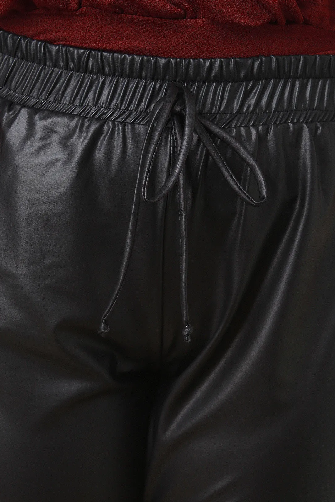 Vegan Leather Drawstring Jogger Pants