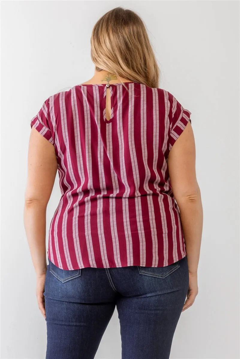 Voluptuous ( ) Plus Striped Short Sleeve Relax Top - 2 colors - Ships from The US