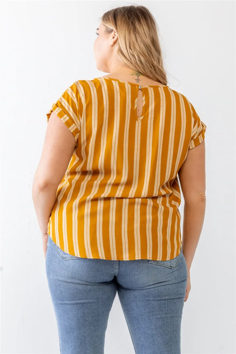 Voluptuous ( ) Plus Striped Short Sleeve Relax Top - 2 colors - Ships from The US