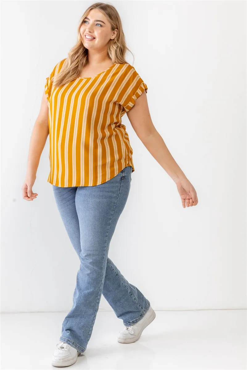 Voluptuous ( ) Plus Striped Short Sleeve Relax Top - 2 colors - Ships from The US