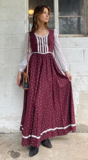 VTG 1970s Gunne Sax Prairie Maxi Dress Size 7