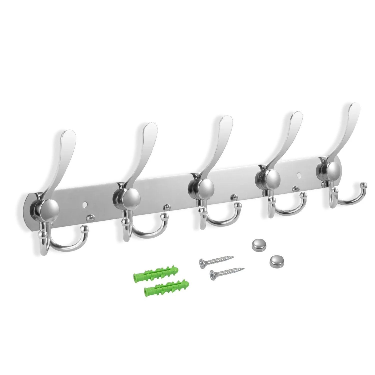 Wall Mount Coat 15 Hooks Stainless Steel Clothes Hanger Rack