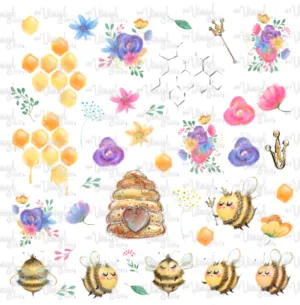 Waterslide Decal Sheet 12 x 12 inch Bee Happy