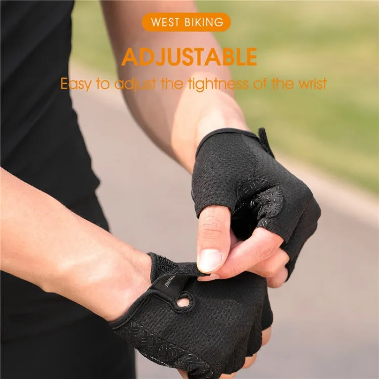 WEST BIKING YP0211218 Cycling Breathable Short Gloves Non-Slip Half Finger Gloves, Size: M(Blue)