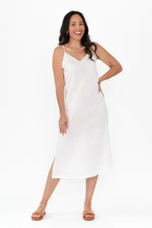 White Cotton Maxi Slip Dress