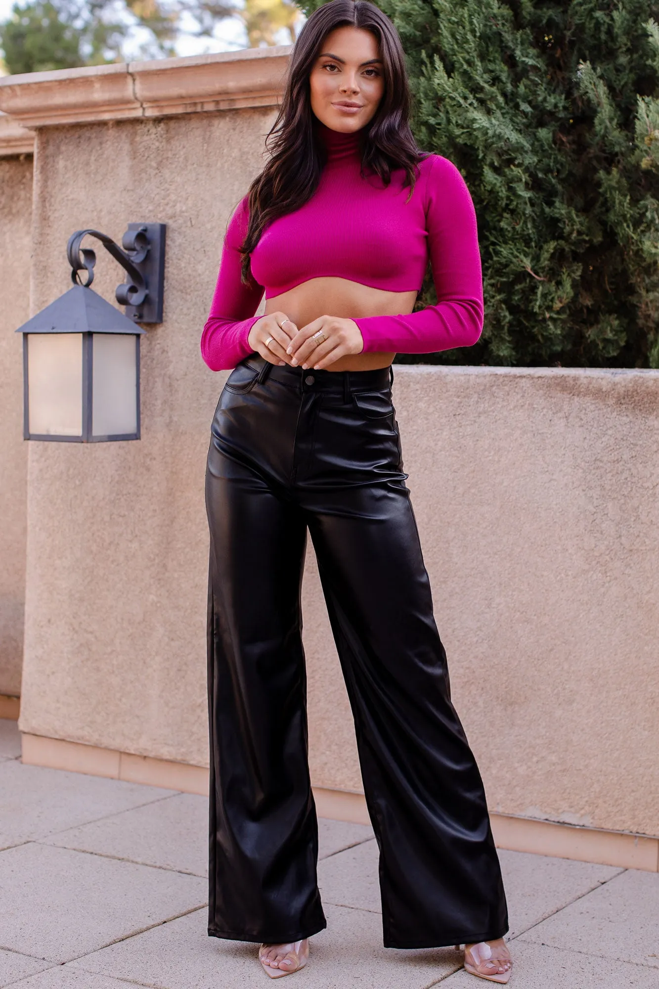 Wilder Black Vegan Leather Flare Pants