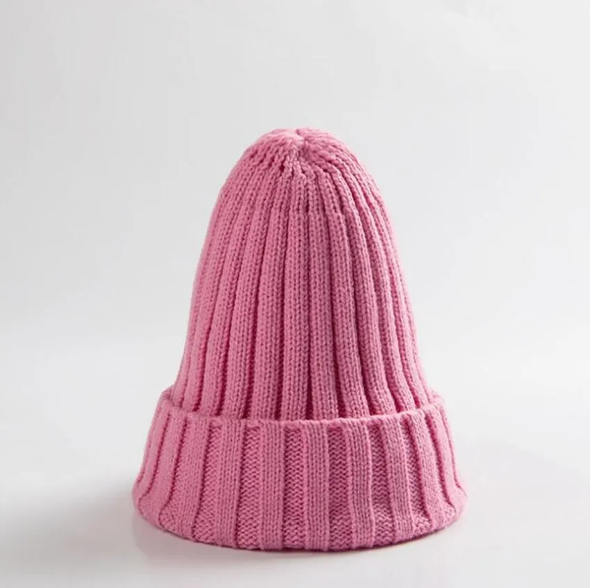 Winter Knitted Hat For Women Acrylic Beanie Unisex Elastic Warm Hip Hop Cap Soft Baggy Bonnet