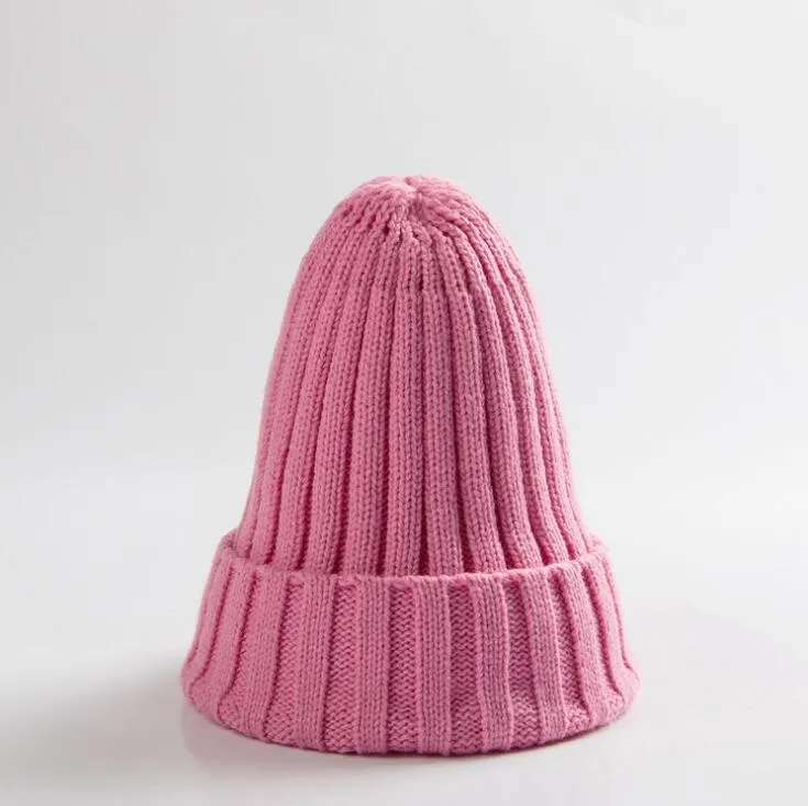 Winter Knitted Hat For Women Acrylic Beanie Unisex Elastic Warm Hip Hop Cap Soft Baggy Bonnet