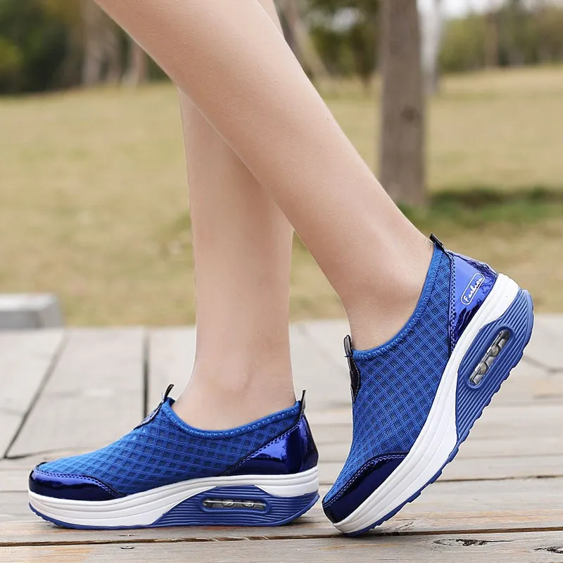 Women's breathable cushion platform casual tennis sneakers