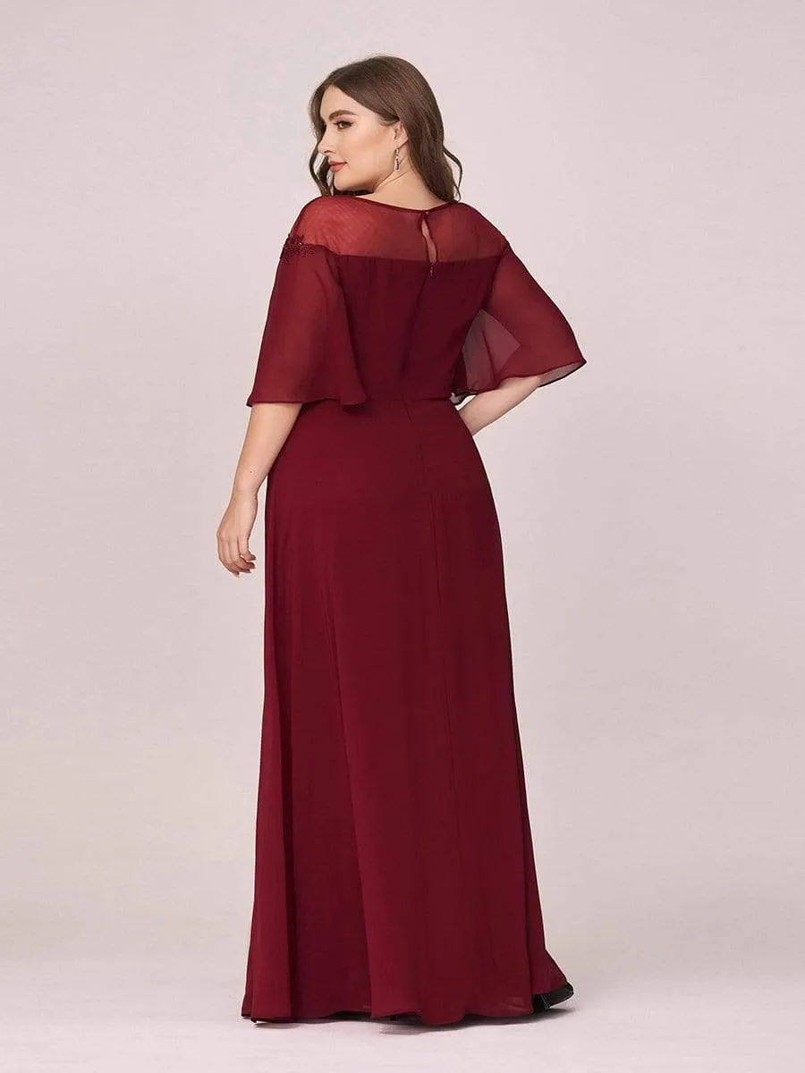 Women's Fluttering A-Line Chiffon Plus Size Evening Dress