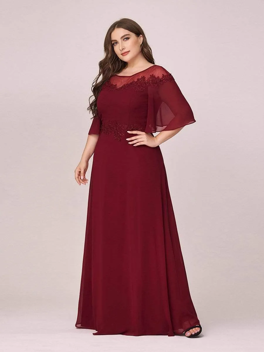 Women's Fluttering A-Line Chiffon Plus Size Evening Dress